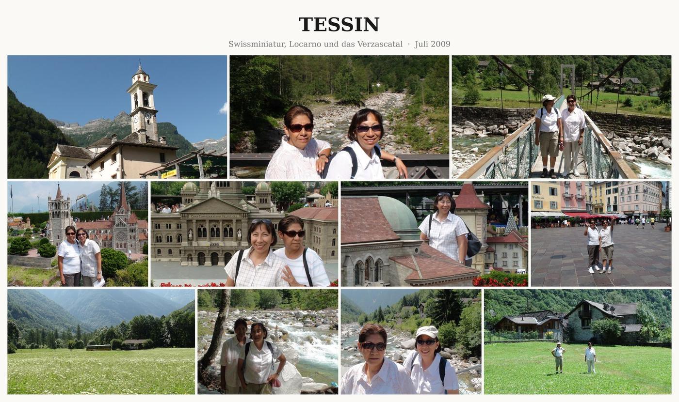 Fotocollage Tessin: Swissminiatur, Locarno und das Verzascatal